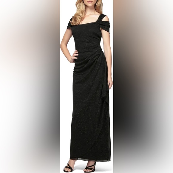 Alex Evenings Dresses & Skirts - ALEX EVENINGS Cold Shoulder Ruffle Glitter Gown ❤️IN STORES❤️